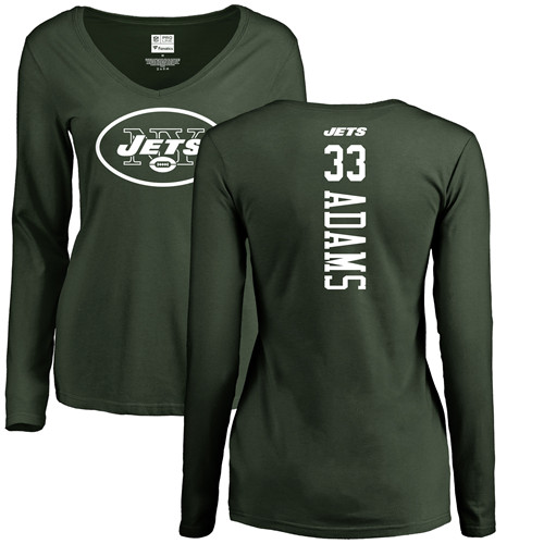 New York Jets Green Women Jamal Adams Backer NFL Football #33 Long Sleeve T Shirt->nfl t-shirts->Sports Accessory